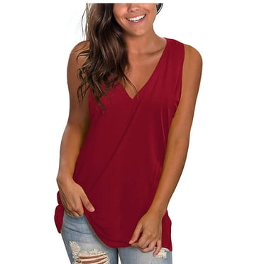 Jsaierl Women's Summer Tank Tops Plus Size Basic Tanks Sleeveless V Neck T Shirts Casual Loose Fit Cami Top Flowy Tunic Tank Tops