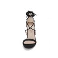 thumbnail image 2 of BLISSFUL STEP Chaussures pour Femmes Sandales à Talon Aiguille Haut à Bride Cheville à Nouer Bout Ouvert en Faux Suède Noir 8, 2 of 7