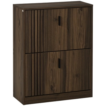 HOMCOM Shoe Cabinet with 2 Flip Drawers Adjustable Shelves for 12 Pairs