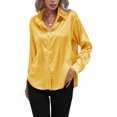 thumbnail image 2 of Innerwin Shirts Long Sleeve Ladies Tunic Tops Office Button Down Soft Blouse Yellow M, 2 of 4