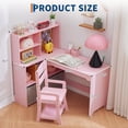 thumbnail image 4 of BeesClover Girls' Kids Corner Desk and Chair Set, L-Shaped Study Table with Bulletin Board, Storage Cabinets & Cloth Drawers, 4 of 7