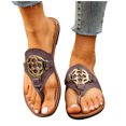 thumbnail image 4 of Gspmoly Slide for Women, Women's Fashion Casual Spring New Solid Color Round Toe Flip Flops Shower Slides Coffee 38, 4 of 7