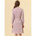 thumbnail image 3 of Unique Bargains Robe Trapèze Décontractée en Satin à Col Noué pour Femme Rose P, 3 of 4