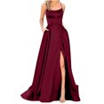 thumbnail image 1 of Pompotops Women's Solid Color Off Back Strap Long Dress Slim Off Shoulder Evening Dress, 1 of 6