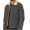 thumbnail image 4 of Lovzfmll Men's Retro Jacket Fleece Lined Zippered Pockets Long Sleeve Dark Gray, S, 4 of 8