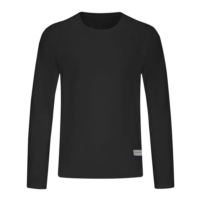 aohooy Mens Rash Guard Swim Shirt Long Sleeve Breathable UV Sun Protection Athletic Shirts for Hiking Running Workout Black,M