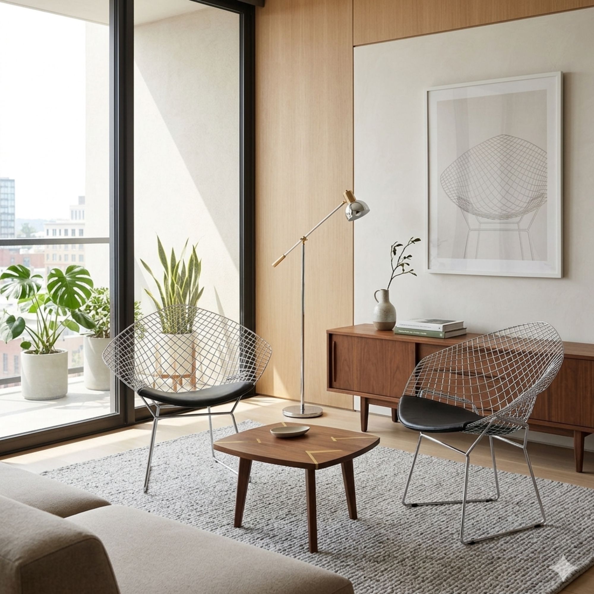 Plata Import Chrome/Black Diamond Chaise Bertoia