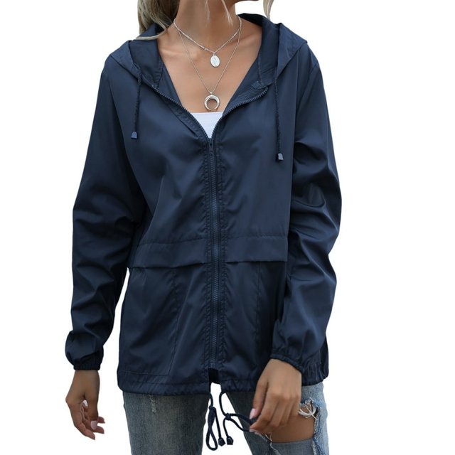 Liquidation! Veste Fine de Printemps pour Femmes Mode Veste Imperméable Coupe-Vent Extérieur Noir 2TG