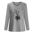 thumbnail image 4 of Yuyuzo Womens Basic Fall Tops V Neck Long Sleeve Dandelion Pattern Comfy Tunic Top Tees Pullover Blouse, 4 of 4