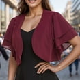 thumbnail image 3 of Meichang Boléro d'Été pour Femme en Mousseline, Ouvert à l'Avant, Transparent, à Manches Courtes, Cardigan Court pour Robe de Soirée 2024 Bordeaux S, 3 of 6