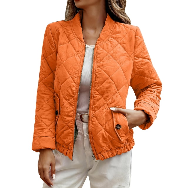 Manteaux d'Hiver pour Femmes, Veste Matelassée Chaude à Fermeture Éclair à Manches Longues, Coupe Régulière, Couleur Unie, Décontractée pour Femmes, Manteaux d'Hiver pour Femmes