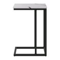 thumbnail image 4 of CorLiving Fort Worth Engineered Wood Narrow Rectangular Indoor Side Table with C-Shaped Steel Base, White Marbled, 4 of 5