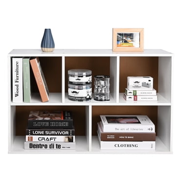 Étagères de Rangement Organisatrices à 5 Cubes, Bibliothèque d'Exposition Moderne, Blanc, 19.5 Pouces L x 31.5 Pouces H x 9.3 Pouces P