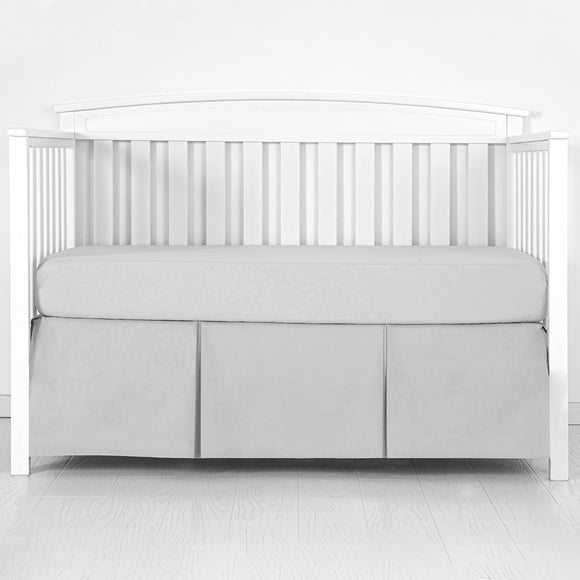 XINQIHANG Gray Pleated Crib Skirt 100% Natural Cotton Nursery Crib Bedding Skirt for Baby Boys and Girls 14'ââ\u201a¬Ëœ Drop Pale Gray