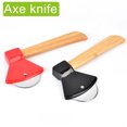 thumbnail image 3 of Axe Pizza Cutter with Bamboo Handle Pizza Wheel Grater Rotating Blade Pizza Knife, 3 of 7