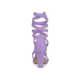 thumbnail image 2 of BLISSFUL STEP Women's Sandals Solid Color Mid Block Heels Lace up Sandals Purple 8, 2 of 8