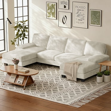 Homall Modern U-Shape Sectional Sofa, Chenille Fabric Modular Couch, 4 Seat Oversized Sofa with Chaise for Living Room, Sleeper Sofa Bed with Memory Foam
