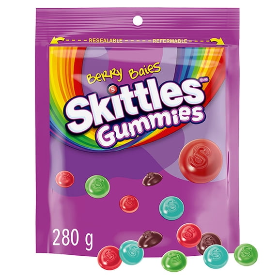 SKITTLES, Baies sauvages, bonbons gélifiés, sac à partager, 280 g