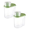 thumbnail image 1 of Oleegame 2 Pcs Rangement de Produits 1,9 L Cuisine Réservoir de Stockage Multigrains Nourriture Produits Secs Boîte de Rangement Plastique Réservoir Scellé Vert, 1 of 9