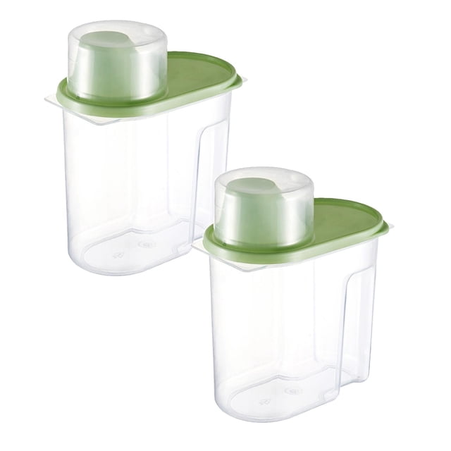 Oleegame 2 Pcs Rangement de Produits 1,9 L Cuisine Réservoir de Stockage Multigrains Nourriture Produits Secs Boîte de Rangement Plastique Réservoir Scellé Vert