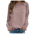 thumbnail image 1 of SNKSDGM Chandails Courts pour Femmes Violet Chandails Courts pour Femmes Femmes Quotidien Maison Extérieur Entraînement Manches Longues T-Shirt Col Rond Haut Chandail Imprimé Blouse de Rue Mode Urbaine m, 1 of 5