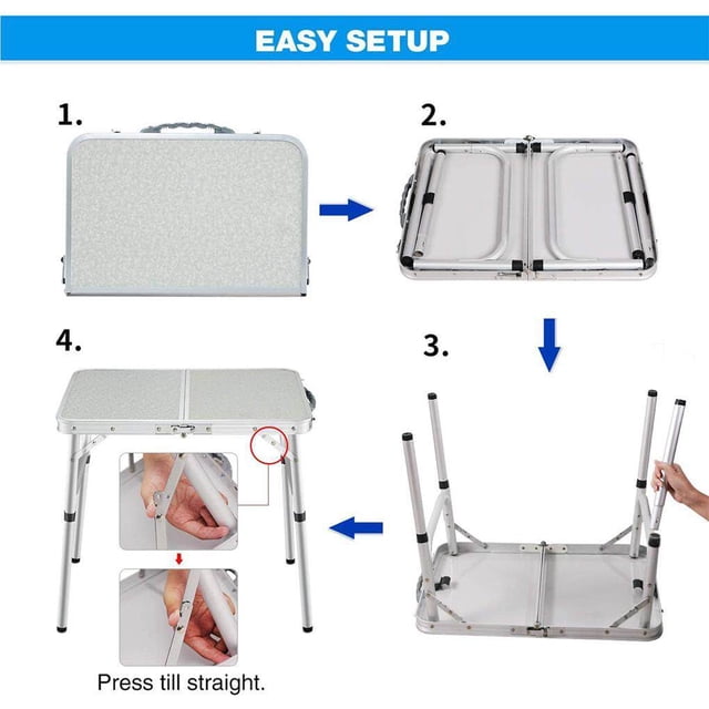 Langgg Portable Aluminium Folding Camping Table Adjustable Height Garden Table for Outdoor Picnic Cooking
