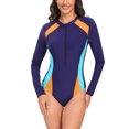 thumbnail image 2 of Aboser Womens Rashguard Long Sleeve One-Piece Swimwear Sun Proction Surfing Swimsuit Athletic Zip Front Rashguard Bathing Suit, 2 of 7