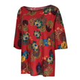 thumbnail image 4 of SMihono Hauts pour Femmes Été Décontracté Mode Coton Lin Manches Courtes Imprimé T-Shirt Oversize pour Femmes, 4 of 9