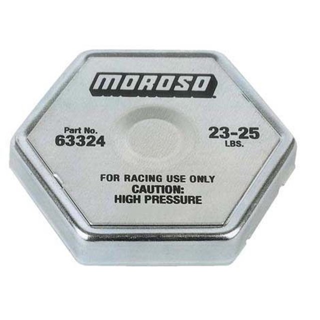 Moroso Performance Radiator Cap 63324 23 Pounds To 25 Pounds; Hexagon; Without Pressure Release Lever; Moroso Logo