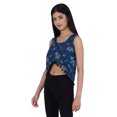 thumbnail image 3 of Moomaya Crop Top à Franges Imprimé pour Femmes, Blouse d'Été Sans Manches à Boutons, 3 of 7