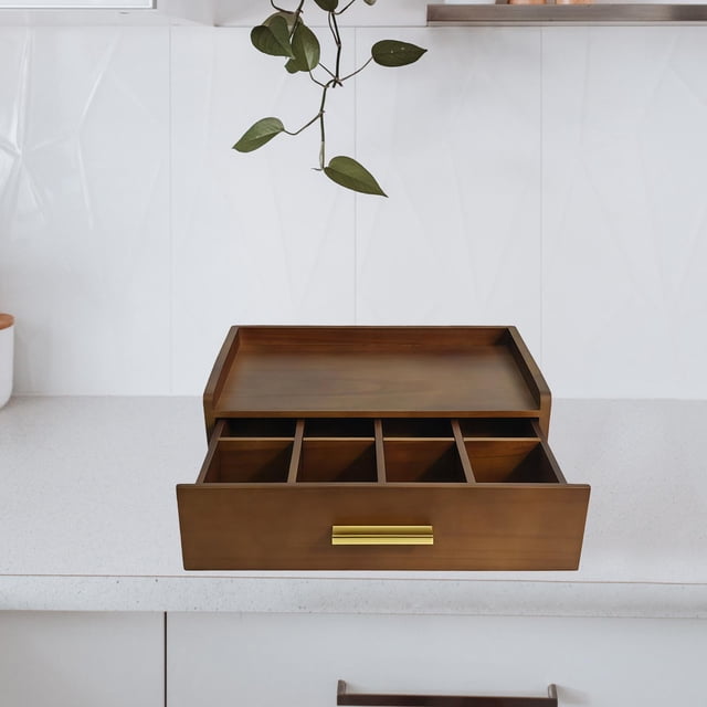 Elodie Tea Bags Box Container Modern Multifunctional Divided for Drawer Bar Kitchen white