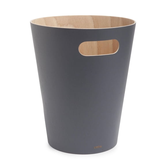Umbra Woodrow Trash Can 2-Gallon (7.5 L) Capacity,Natural/Charcoal