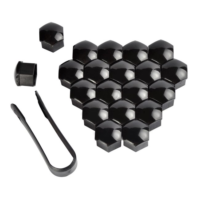 Maytalsory 20 Pièces Écrou de Roue de Voiture Auto Moyeu Vis Couvercle de Remplacement Antipoussière Noir 19mm 1Set