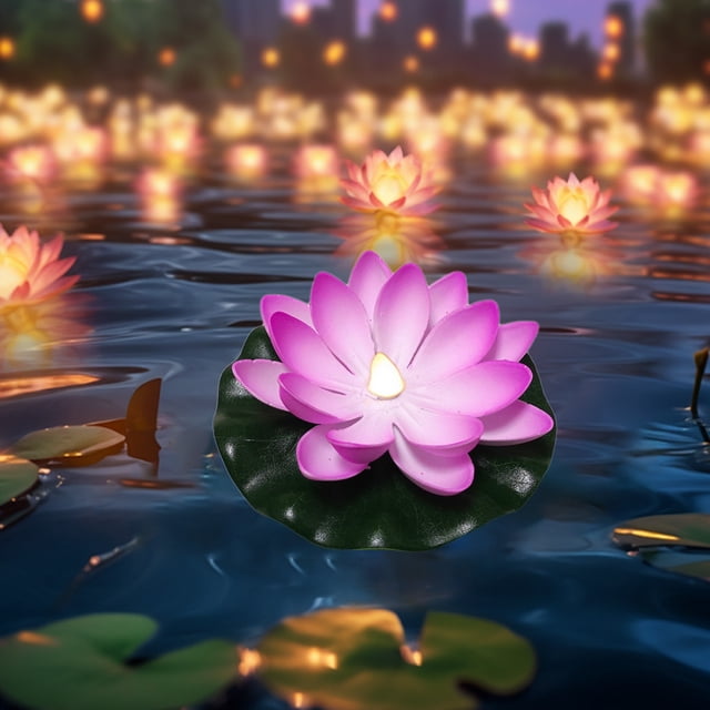 EGNMCR Water Sensing Lotuse Pool Lamp Floating Lotuse Pool Lamp Water Sensing Floating Pool Lamp LED Floating Solar Pool Lamp Diwali Festival Blessing River Lantern Solar light