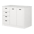 thumbnail image 2 of South Shore Myro Kitchen Island with Storage, in Faux White Marble and White, 2 of 16