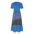 thumbnail image 3 of FAIWAD Robe à Manches Courtes pour Femme Grande Taille, à Blocs de Couleur, Robe d'Été Décontractée, Fluide, Coupe Trapèze, avec Poches, 3 of 4