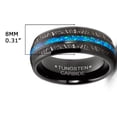 thumbnail image 3 of Tungsten Carbide Mens Wedding Band Blue Titanium Shaving Inlay Engagement Ring Black, 3 of 3