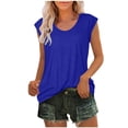 thumbnail image 1 of Timegard Débardeurs pour Femmes Col Rond Manches Courtes Confortables Été Décontracté Amples Chemises Hauts Blouse T-Shirt Basique, 1 of 6
