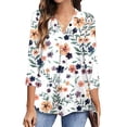 thumbnail image 2 of RKSTN Chemisiers Décontractés Boho à Imprimé Floral pour Femmes, Col en V, Manches Longues, Automne, Hauts à Imprimé Floral, Blouses Amples, Chemises, 2 of 6