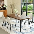 thumbnail image 3 of Homy Casa 63 inch Modern Dining Set, Dining Table with 4 Chairs, Beige Fabric, 3 of 10