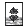 thumbnail image 1 of Designart Black and White Tropical Leaf On Striped II FLOAT FRAME WALL ART, 1 of 4