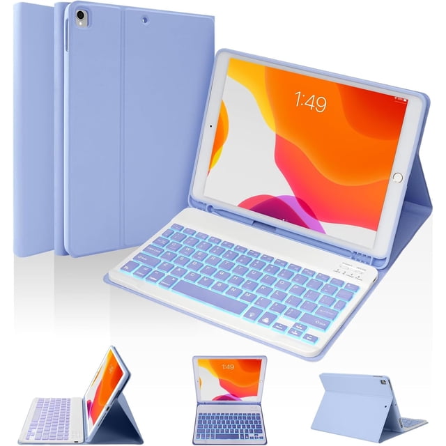 KOMI Wireless Keyboard Case with Touchpad for iPad 10.2" 9th 8th 7th Generation, Detachable Bluetooth Keyboard with Pencil Holder for