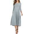 thumbnail image 1 of Nlife Robe Midi Évasée à Manches 3/4 et Col Rond pour Femmes, 1 of 4