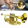 thumbnail image 5 of Gold Kid Trumpet Toy With 4 Colored Keys Great For Children's Music Education, 5 of 5