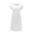 thumbnail image 4 of RKSTN Robes d'Été pour Femmes 2023 Décontractées en Coton et Lin Couleur Unie Longueur Genou Jupes Col Rond Manches Courtes Robe Midi avec Poches, 4 of 5