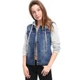 thumbnail image 4 of INSPIRE CHIC Veste en Denim à Capuche à Cordon Superposée pour Femmes avec Poches, 4 of 5