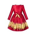 thumbnail image 2 of Robe Fille Noël Rouge Or Arbre Renne Fête du Nouvel An 6 Ans, 2 of 6