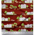 thumbnail image 1 of Soimoi Cotton Voile Fabric Vehicles,Tree & Shops Architectural Print Fabric by the Yard 56 Inch Wide, 1 of 3