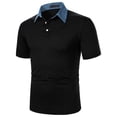thumbnail image 1 of EGNMCR T-Shirts pour Hommes, Manches Courtes, Patchwork, Col Rabattu, Chandail-Over, Cadeaux pour Hommes, 1 of 9