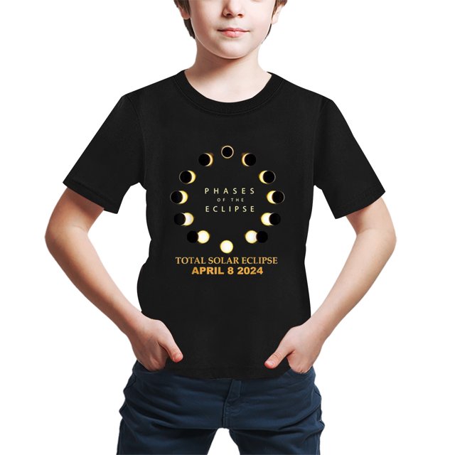 B91xZ T-Shirts Garçons Manches Courtes Col Rond, Noir 9-10 Ans